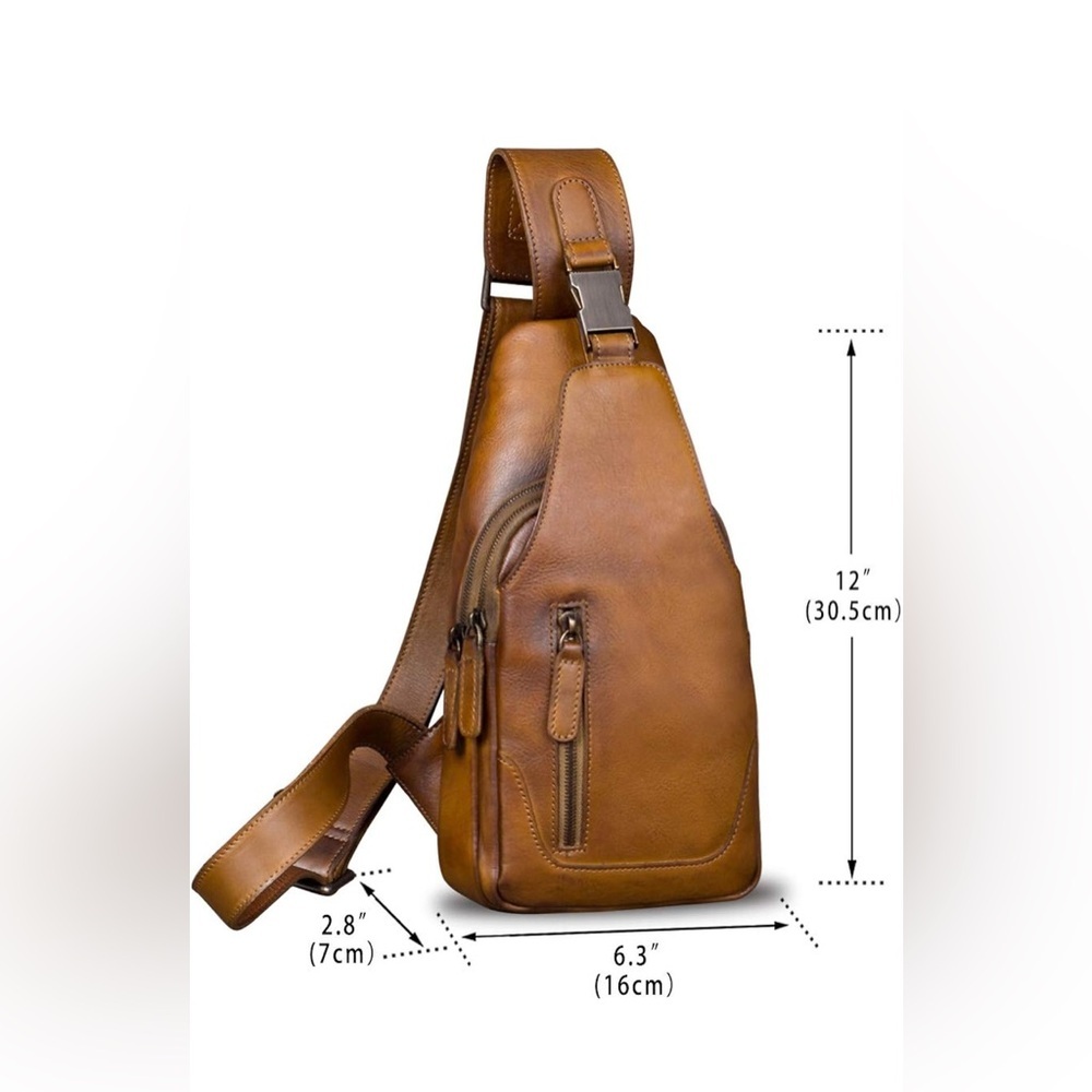 Tan Leather Belt Bag with Minimalist Design - Picture 2 of 5